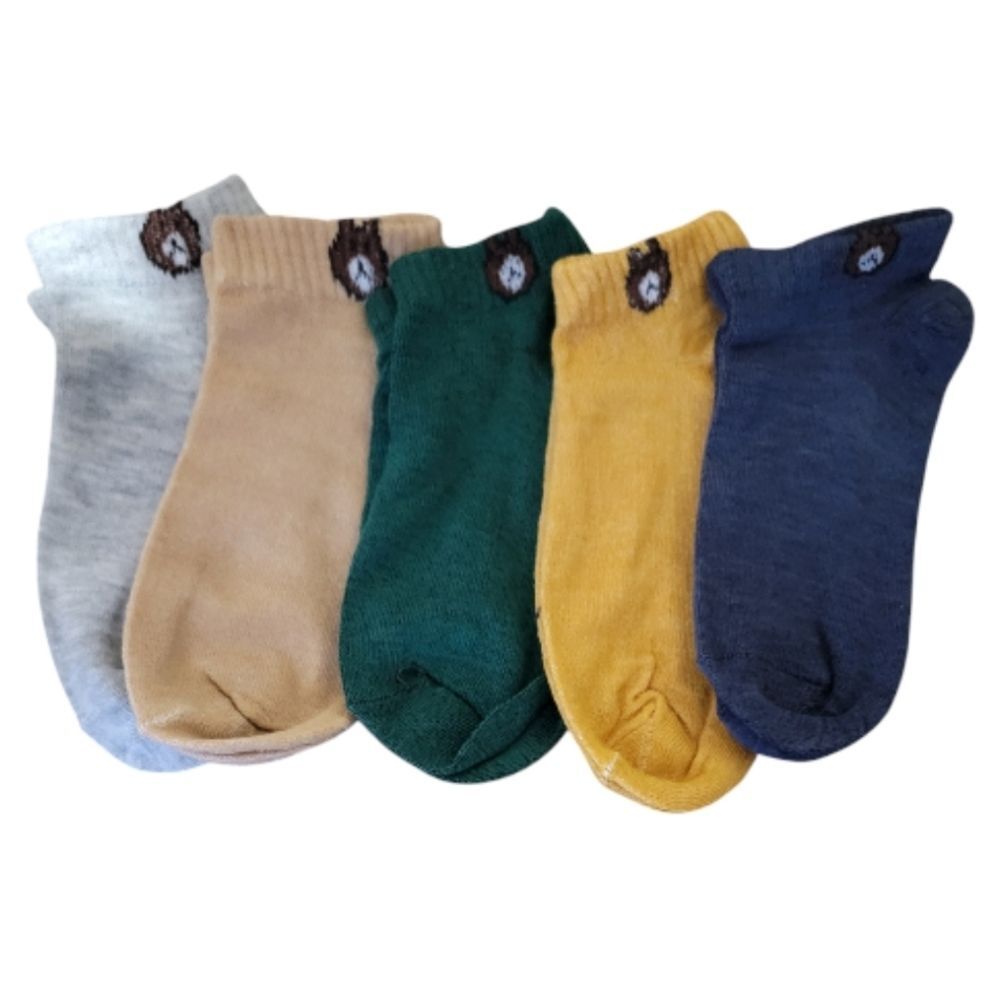 Bear Earthtone Casual Ankle Socks With Cute Bears